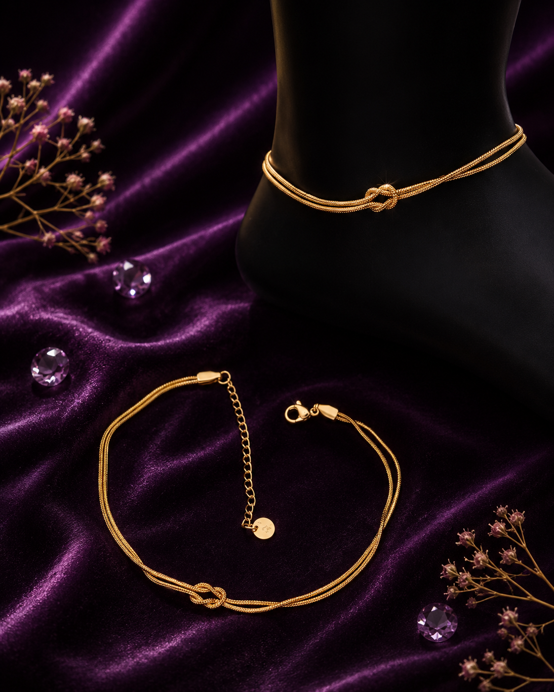 Ruhik Infinity Knot Anti Tarnish Gold Plated Minimal Anklet