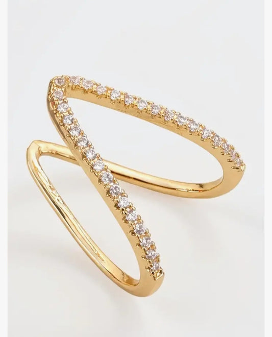 Astra V Ring | Adjustable 18K Gold Tone Plated Stainless Steel Ring | Waterproof | Ruhik