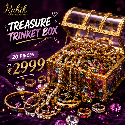 Ruhik Treasure Trinket Box Luxe | 20 Premium Anti-Tarnish Jewellery Pieces | Luxury Surprise Jewellery Box