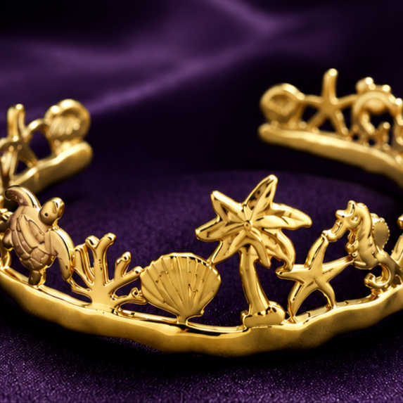Oceanic Paradise Cuff gold tone plated Bracelet