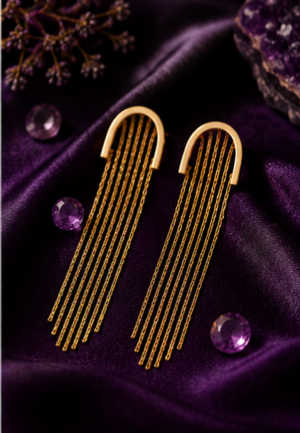 Astraea Fringe Earrings | 18K Gold Tone Plated Anti Tarnish Stainless Steel Earrings