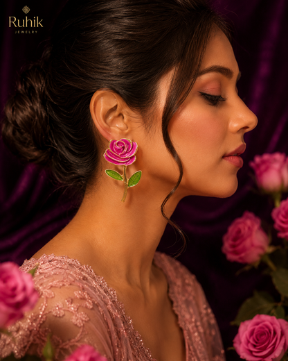 Rose bloom stud earrings