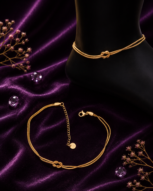 Ruhik Infinity Knot Anti Tarnish Gold Plated Minimal Anklet