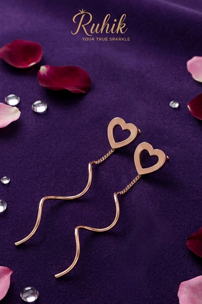Ruhik Amour Wave Heart Earrings