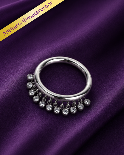 Orbit hanging stones crystal charms ring (Gold)