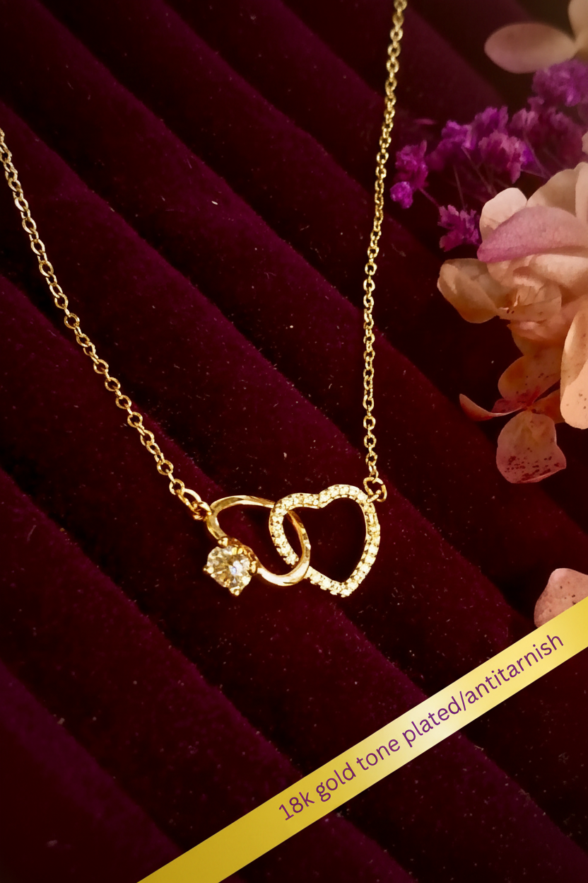 The Golden Heart Halo Luxe Necklace features