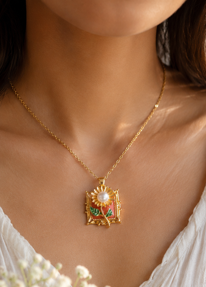 Vintage blossom charm necklace