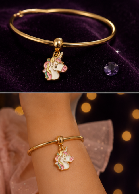 Tiny Sparkles Unicorn Jewellery Set for Girls | Unicorn Face Necklace, Earrings & Kada | Ruhik