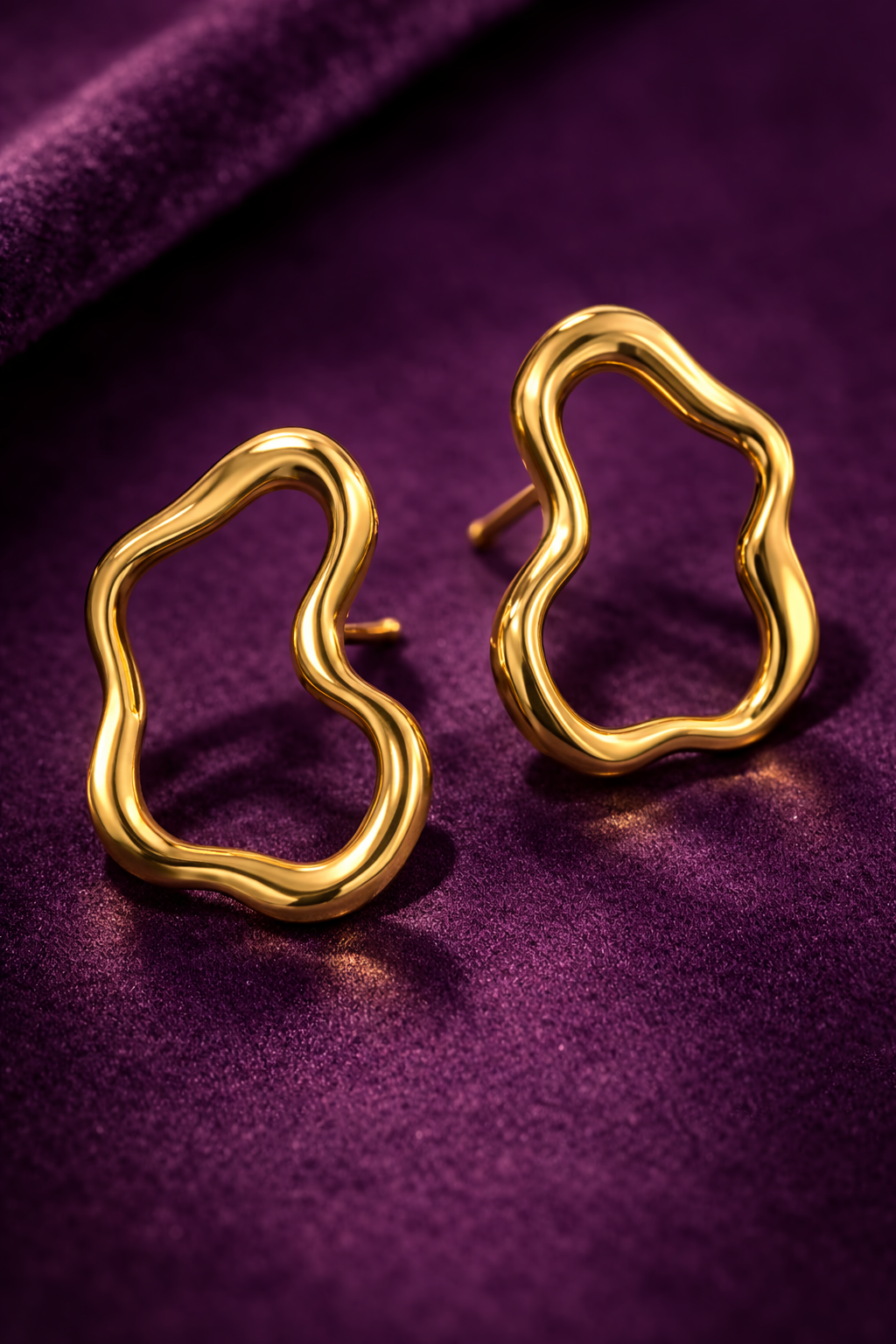 Modern Golden Sculpt Stud Earrings