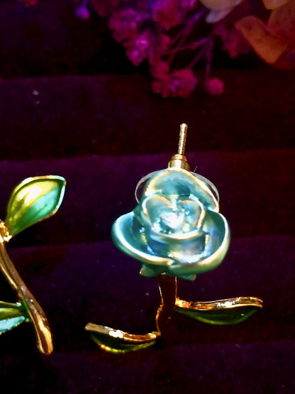Magical Blue rose stud earrings