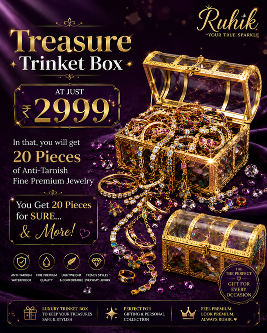 Ruhik Treasure Trinket Box Luxe | 20 Premium Anti-Tarnish Jewellery Pieces | Luxury Surprise Jewellery Box