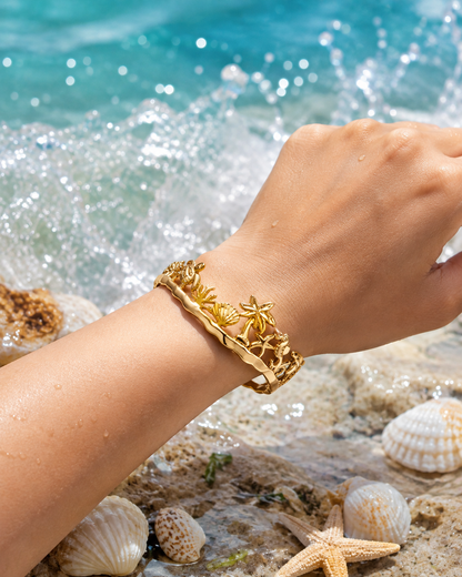Oceanic Paradise Cuff gold tone plated Bracelet