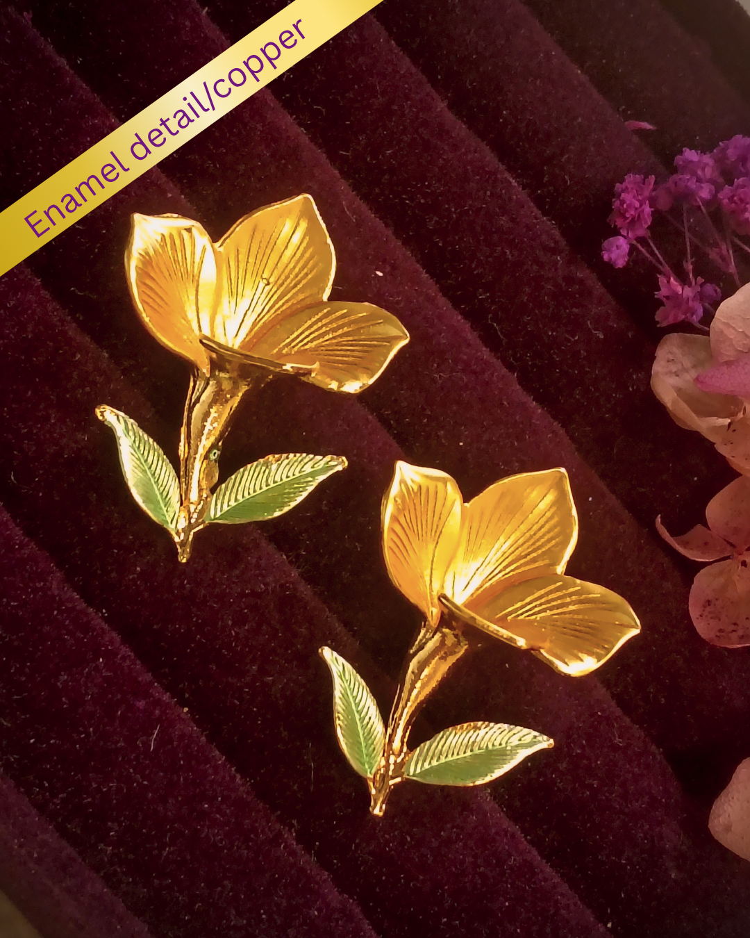 Golden Petal bloom stud earrings