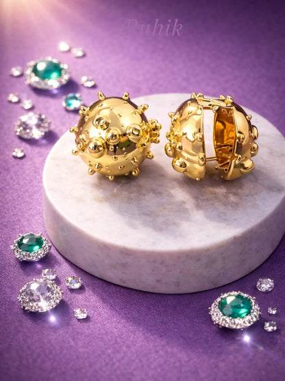 Ocean Puffer Fish Golden Earrings