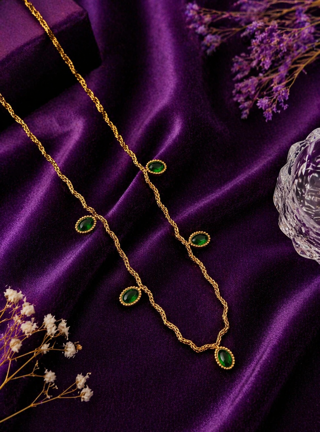 Emerald Cascade Luxe Italian Necklace