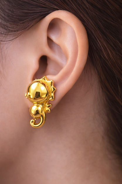 Seahorse Deep Ocean Golden Earrings