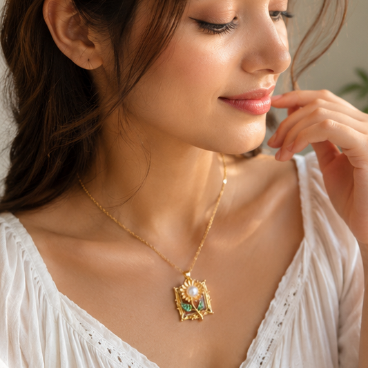 Vintage blossom charm necklace