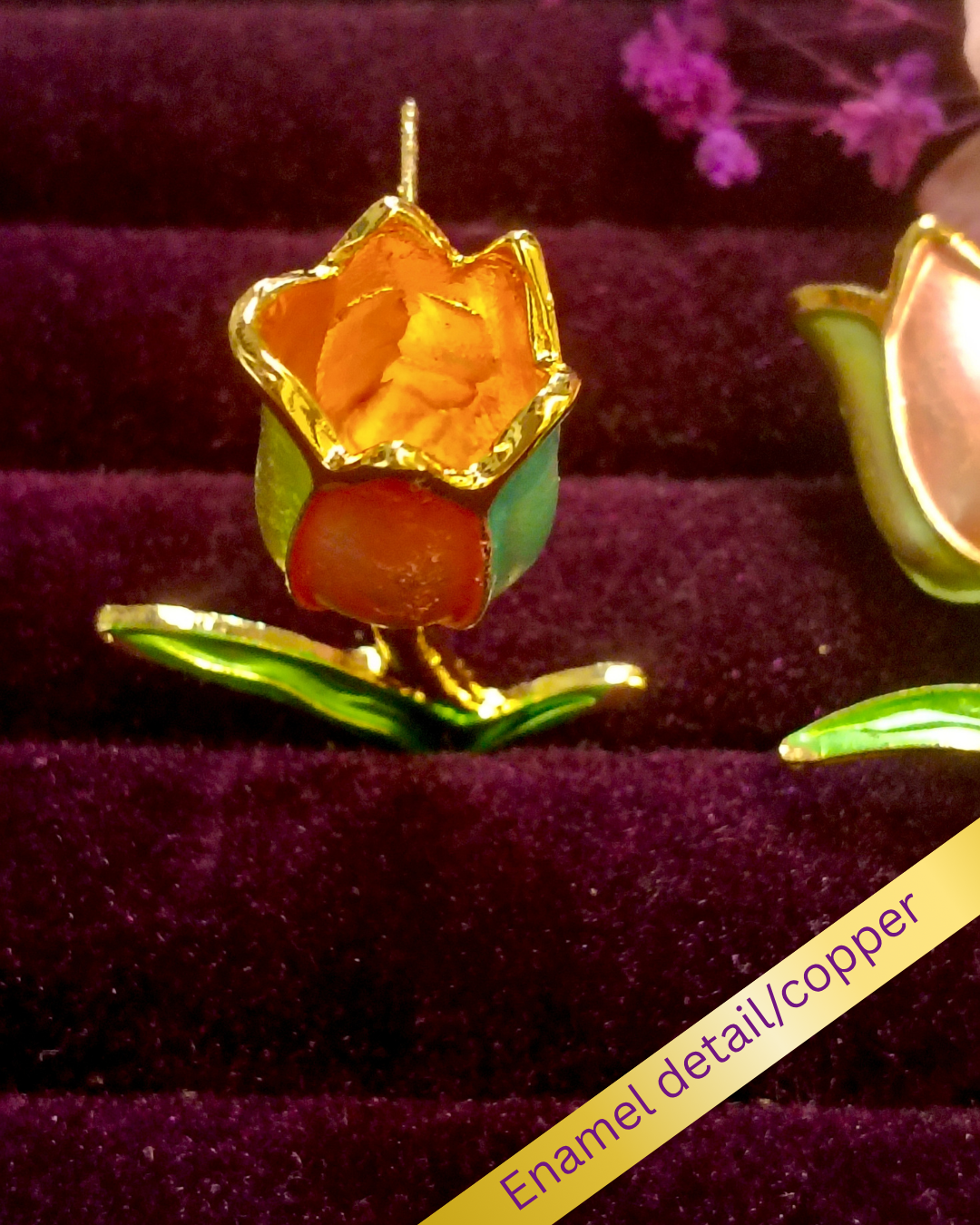 Blush tulip stud enamel earrings