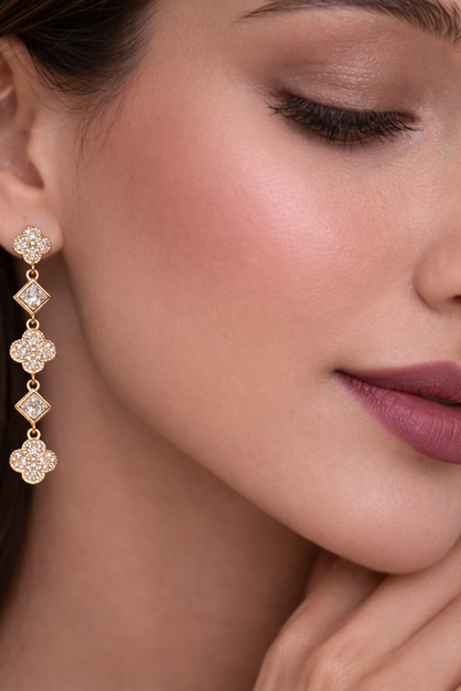 Victorian Clover Drop Earrings