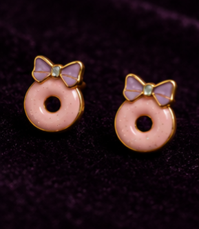 Tiny Sparkles Donut Jewellery Set for Girls | Pink Donut Necklace, Earrings & Kada | Ruhik