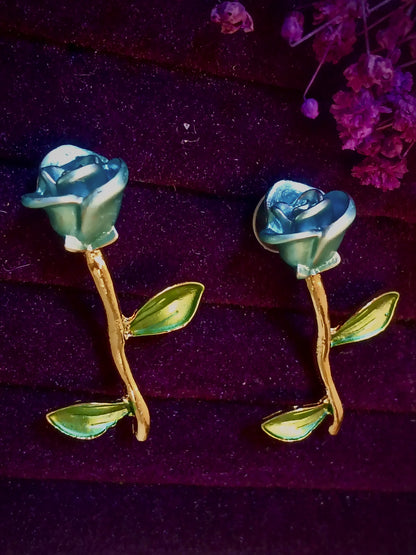 Magical Blue rose stud earrings