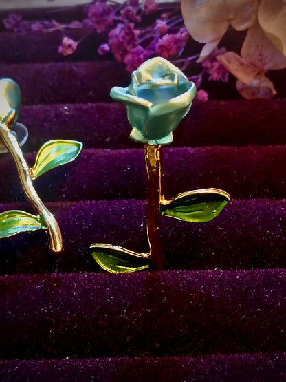 Magical Blue rose stud earrings