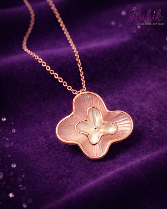 Royal Noir Pastel Clover Pendant Necklace