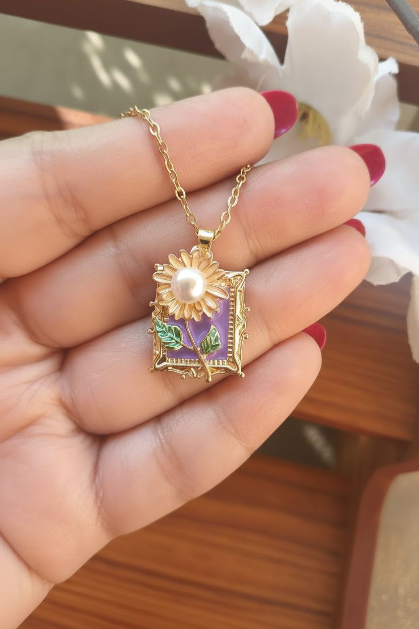 Vintage blossom charm necklace