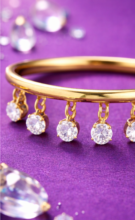 Aurora Golden Hanging Stones Ring