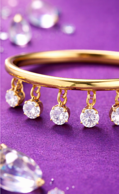 Aurora Golden Hanging Stones Ring