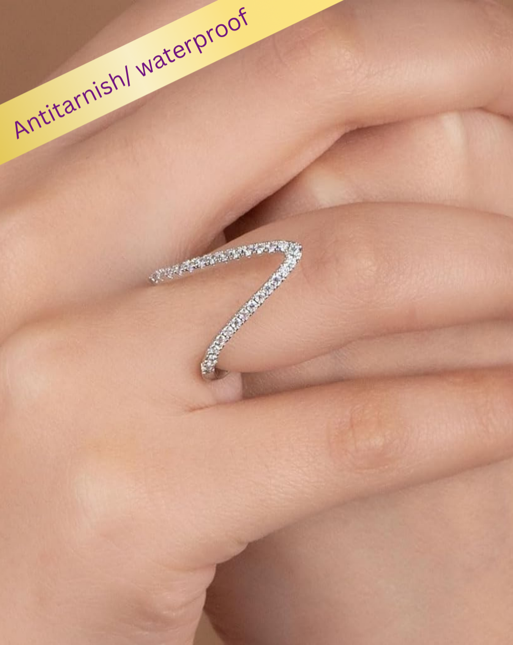 Astra V Ring | Adjustable 18K Gold Tone Plated Stainless Steel Ring | Waterproof | Ruhik
