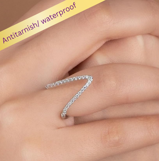 Astra V Ring | Adjustable 18K Gold Tone Plated Stainless Steel Ring | Waterproof | Ruhik
