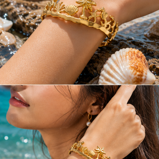 Oceanic Paradise Cuff gold tone plated Bracelet