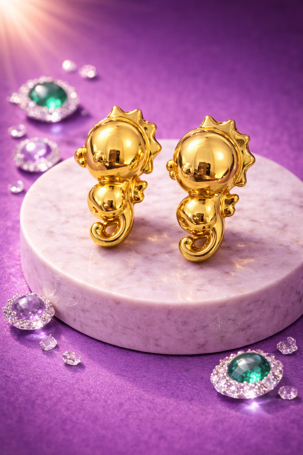 Seahorse Deep Ocean Golden Earrings