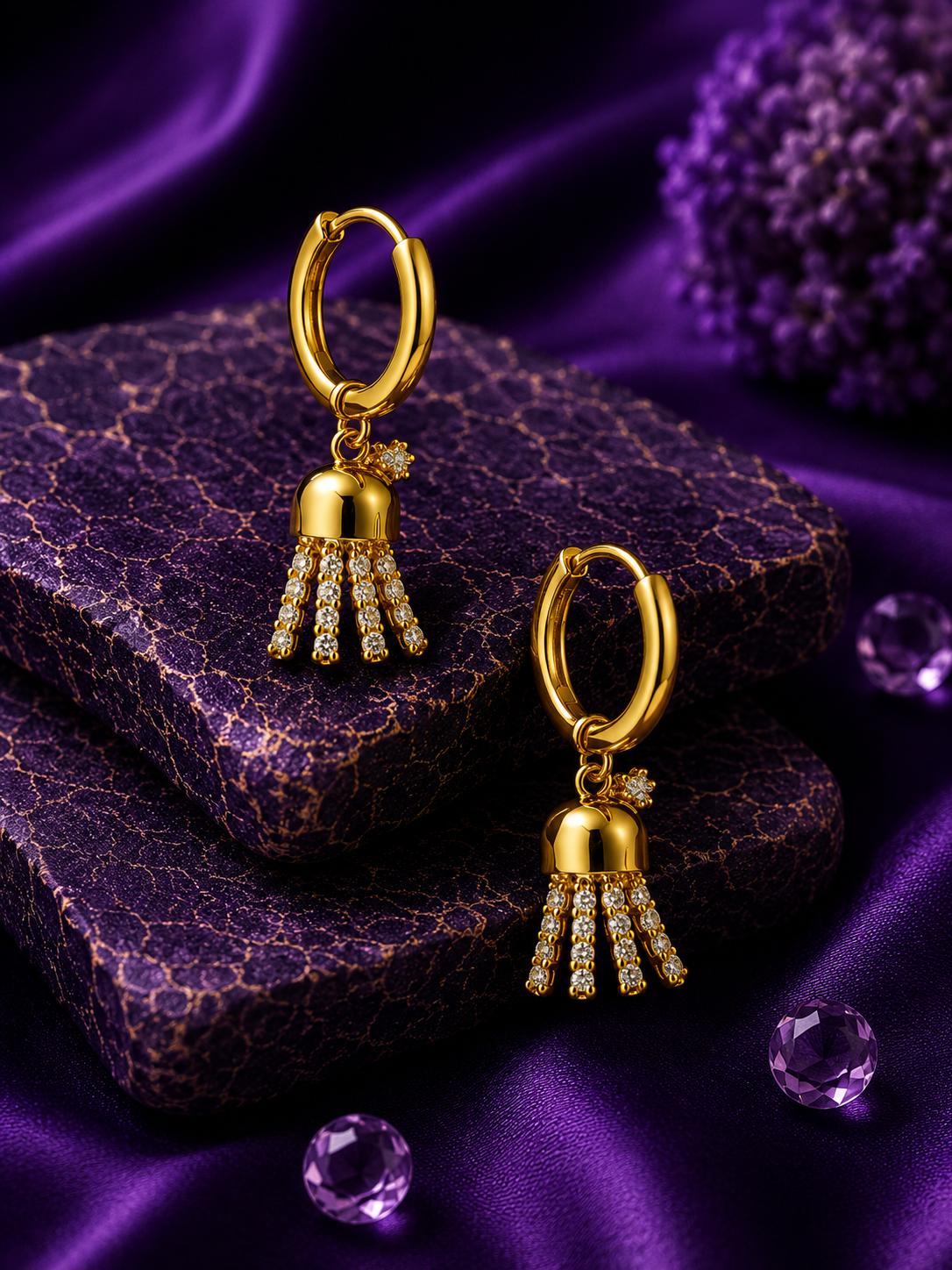 Ocean Treasures Trio Huggies Set | 3 Pair Starfish & Jellyfish Hoop Earrings | 18K Gold Plated | Ruhik