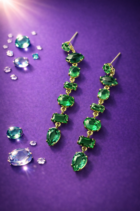 The emrald crystal drops earrings