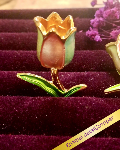 Blush tulip stud enamel earrings