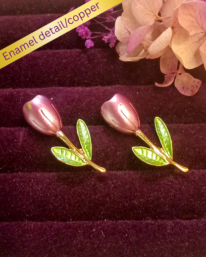 Rose tulip whisper stud earrings