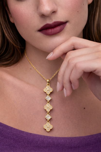 Victorian Clover Pendant Necklace