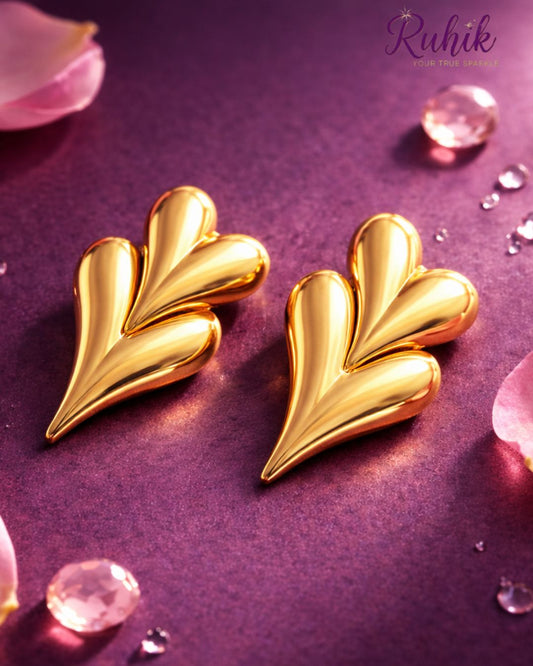 The Golden Bloom Heart Earrings